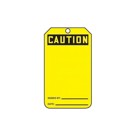 Accuform Safety Tags, CAUTION Blank, 5.75in x 3.25in, HS-Laminate, 25PK MDT612LTP